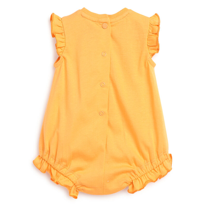 Girls Light Orange Printed Short Sleeve Rompers image number 1
